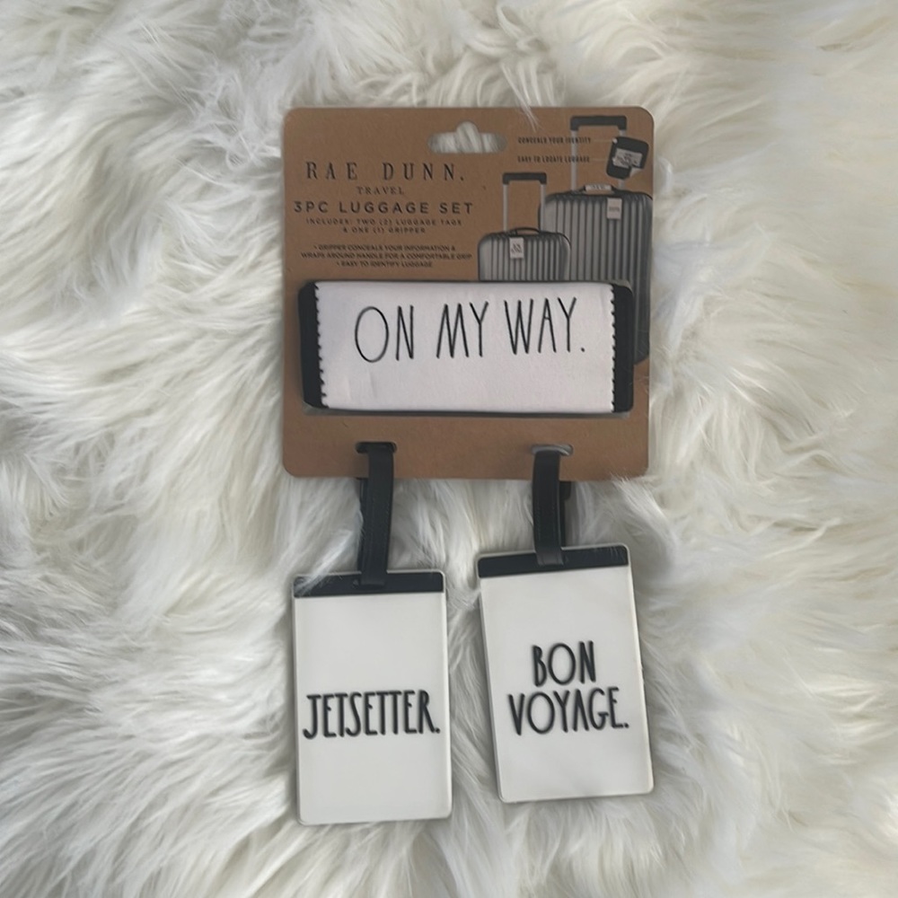 Brand new Rae Dunn luggage tag set